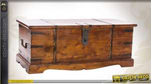 Coffre de style rustique et ancien en sheesham massif (30 kg)