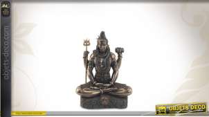 Statuette de Shiva avec ses attributs, finition bronze