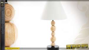 Lampe de table avec pied à décoration de boules de bois 51 cm
