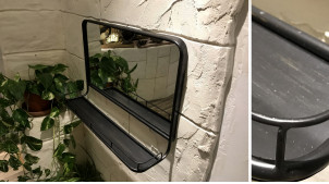 Miroir rectangulaire en métal noir vieilli, de style industriel, 60cm