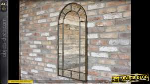 Miroir-fenêtre en métal doré de style rétro en arcade 102 cm