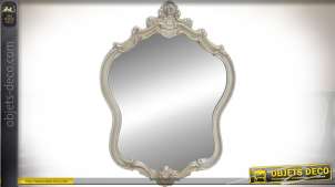 Miroir romantique et baroque imitation marbre gris clair et doré 69 cm