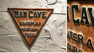 Plaque murale : Homme des cavernes, entrez à vos risques, 40cm