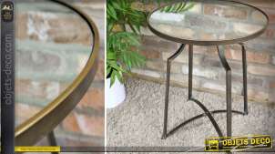 Table bout de canapé ronde en métal doré avec plateau en miroir 62 cm