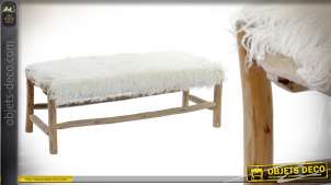 Bout de lit en bois de chêne et poils doux en polyester 110cm de long