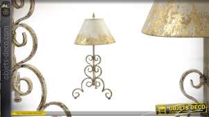 Lampe de table en métal effet vieilli style candélabre finition dorée 77cm