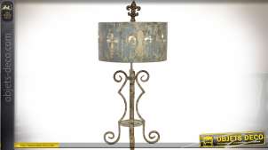 Grande lampe de style récup' et brocante en métal aspect vieilli 87,5 cm
