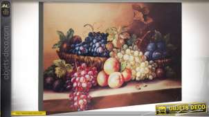 Tableau mural sur bois : fruits et raisins 30 cm