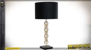 Grande lampe de table design en métal doré avec abat-jour noir 71 cm