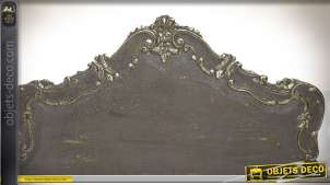 Tête de lit baroque en manguier patine gris bistre et doré 162 cm
