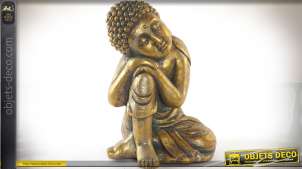Statuette de bouddha doré effet vieilli 40 cm