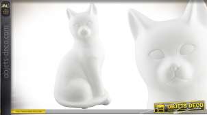 Lampe de table en forme de chat assis faite de porcelaine blanche