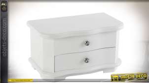 Boîte à bijoux en bois, à deux tiroirs, de style rétro, finition blanche