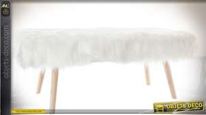 Banquette bout de lit dscandinave habillage imitation fourrure blanche 110 cm