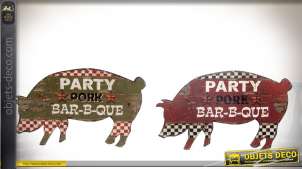 Set de décorations murales en bois silhouettes de cochons thème barbecue