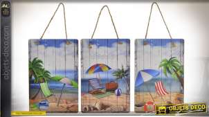 Série de 3 tableaux suspendus sur le thème de la plage