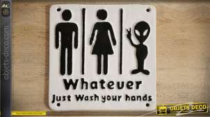 Panneau mural en métal pour les toilettes : lavez-vous les mains !
