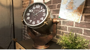 Horloge à poser XXL en forme de projecteur de marine sur socle 45 cm