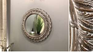 Miroir rond Shabby chic blanchi