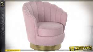 FAUTEUIL POLYESTER BOIS 80X77X80 TOURNANT ROSE