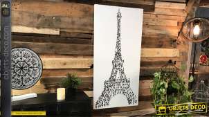 Grande toile en noir et blanc, tour Eiffel composée d'êtres humains, style moderne, 120cm
