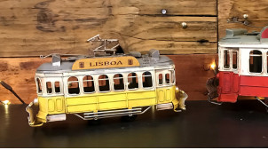 Reproduction miniature d'un tramway portugais, finition ancienne style vintage, 20cm