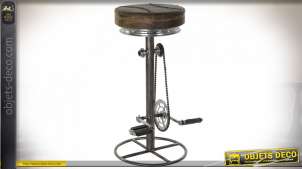 Tabouret de bar industriel avec pédalier de vélo 82 cm