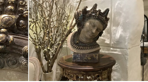 Sculpture de Bouddha esprit vestiges antiques, finition effet vieilli, 38cm