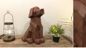 Représentation d'un chien en version origami, finition brun effet ancien, pour extérieur, 50cm de haut