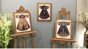 Série de 3 tableaux sur le thème des kimonos, ambiance asiatique colorée, modèle 1, 40x50cm
