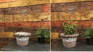 Jardinière de style romantique en osier et métal avec arc et mobile suspendu, 50cm