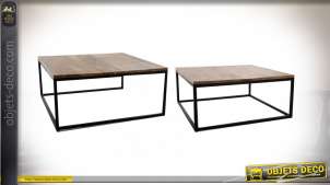 Série de deux tables basses gigognes style industriel, 90cm