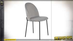 Chaise de style contemporain finition velours gris, 82cm