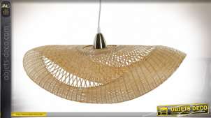 Suspension luminaire libellule de style exotique en bambou finition naturelle, 70cm