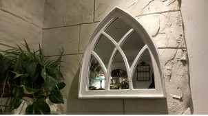 Miroir style arche gothique patine blanc antique, 62cm