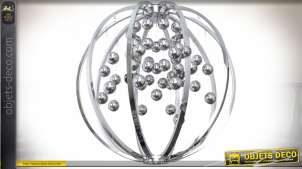 Suspension design en forme de sphère avec boules chromées Ø 45 cm