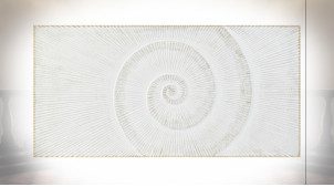 Tête de lit en bois finition blanche, spirale en relief ambiance bord de mer, 160cm