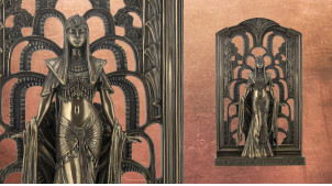 Représentation d'une grande reine de l'ancienne égypte, en résine finition vieux bronze, collection Divinités, 29cm
