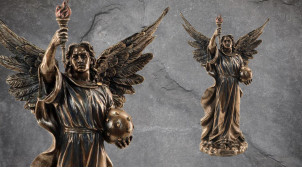Archange Jophiel, représentation de l'ange de l'art et de la beauté en résine, finition laiton vieilli, collection Terre des Dieux, 34cm