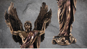 Archange Métatron, représentation de l'ange de médiation et de la littérature, en résine finition vieux doré laiton, collection Terre des Dieux, 37cm