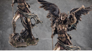 Archange Gabriel, représentation de l'ange suprême envoyé de Dieu, en résine finition bronze effet ancien, collection Terre des Dieux, 31cm