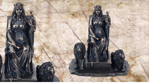 Cybèle, représentation de la déese mère gardienne du savoir en résine finition vieux bronze, collection Mythologie grecque, 19cm