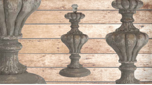 Pied de lampe amphore en bois, modèle Venise de 54cm, finition bois usé gris bleuté, ambiance vieille Italie
