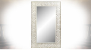 Grand miroir de style moderne en bois de manguier finition blanche, 154cm