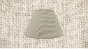 Abat-jour de Ø40cm en coton, forme conique avec motifs de rayures grises sur fond beige écru