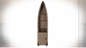 Étagère en bois de sapin et paulownia finition naturelle vieillie ambiance bord de mer rétro, 170cm