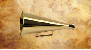Mégaphone en laiton doré avec poignée, Ø15cm - 33cm de long