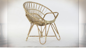 Chaise en rotin esprit acapulco finition naturelle ambiance exotique, 81cm