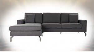 Canapé d'angle de style contemporain en coton finition gris foncé, 250cm