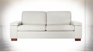 Canapé 2 personnes de style contemporain en polyester et lin finition blanc crème, 210cm